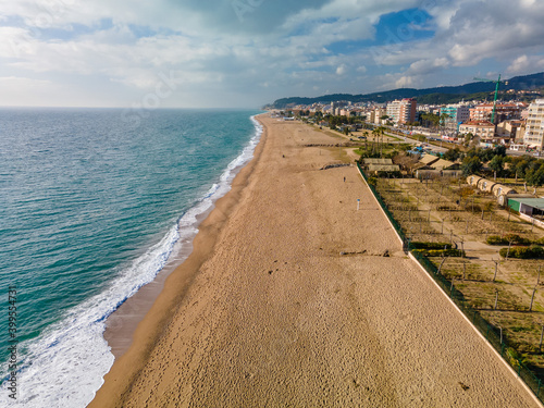 aerial images of pineda de mar beach in maresme barcelona spain aerial view drone photo