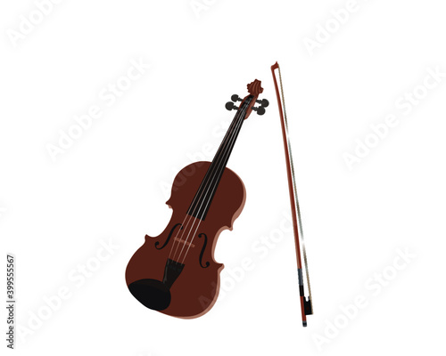 Vector illustration of violin and bow