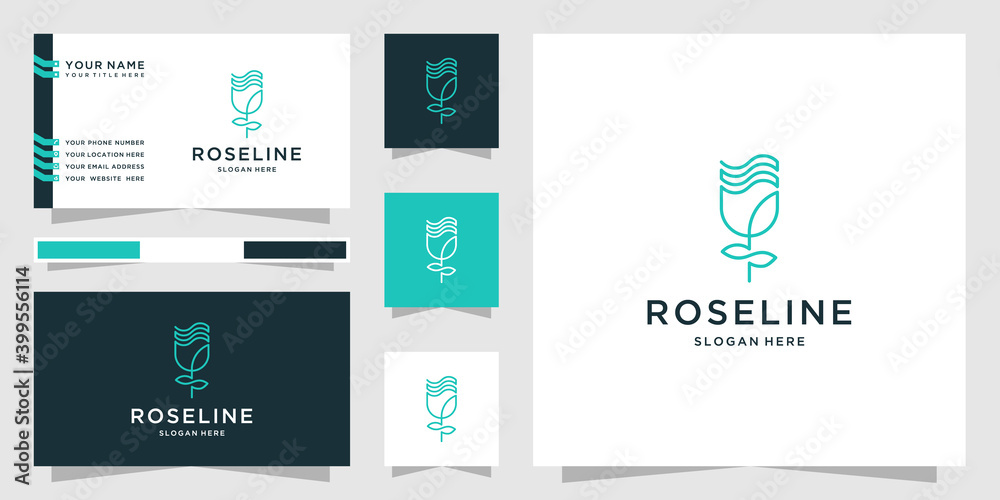 Flower rose logo and business card Flower rose logo and business card