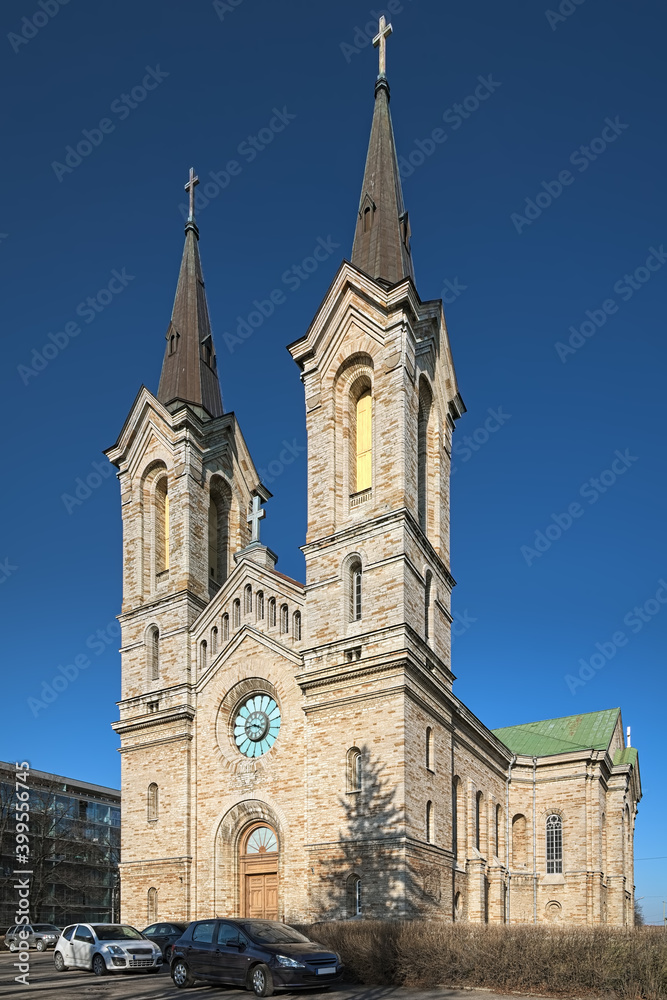 Charles' Church in Tallinn, Estonia. The church was founded in 1670 and named after the Swedish king Charles XI. The present church building was constructed in 1862-1882 in a Romanesque Revival style.