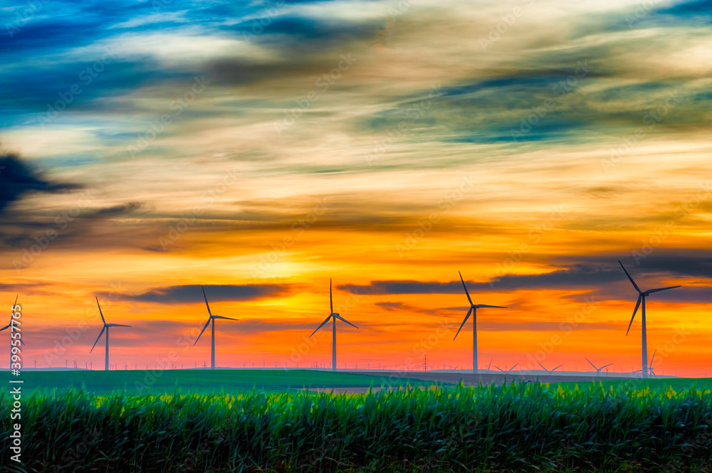 Wind turbines earlyin early dawn light Wind turbines earlyin early dawn light