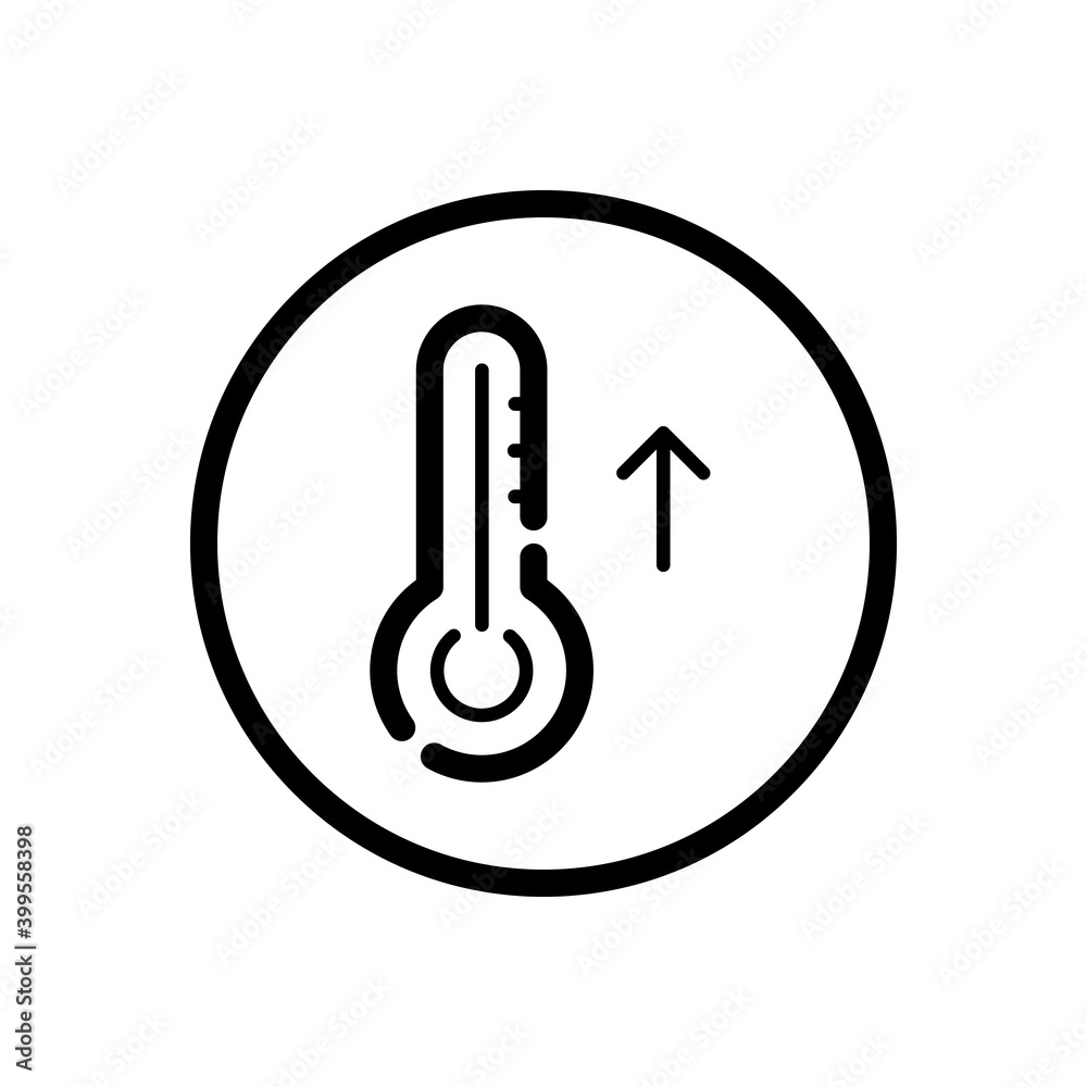 Thermometer. Rise temperature. Weather icon in a circle. Isolated vector illustration Thermometer. Rise temperature. Weather icon in a circle. Isolated vector illustration