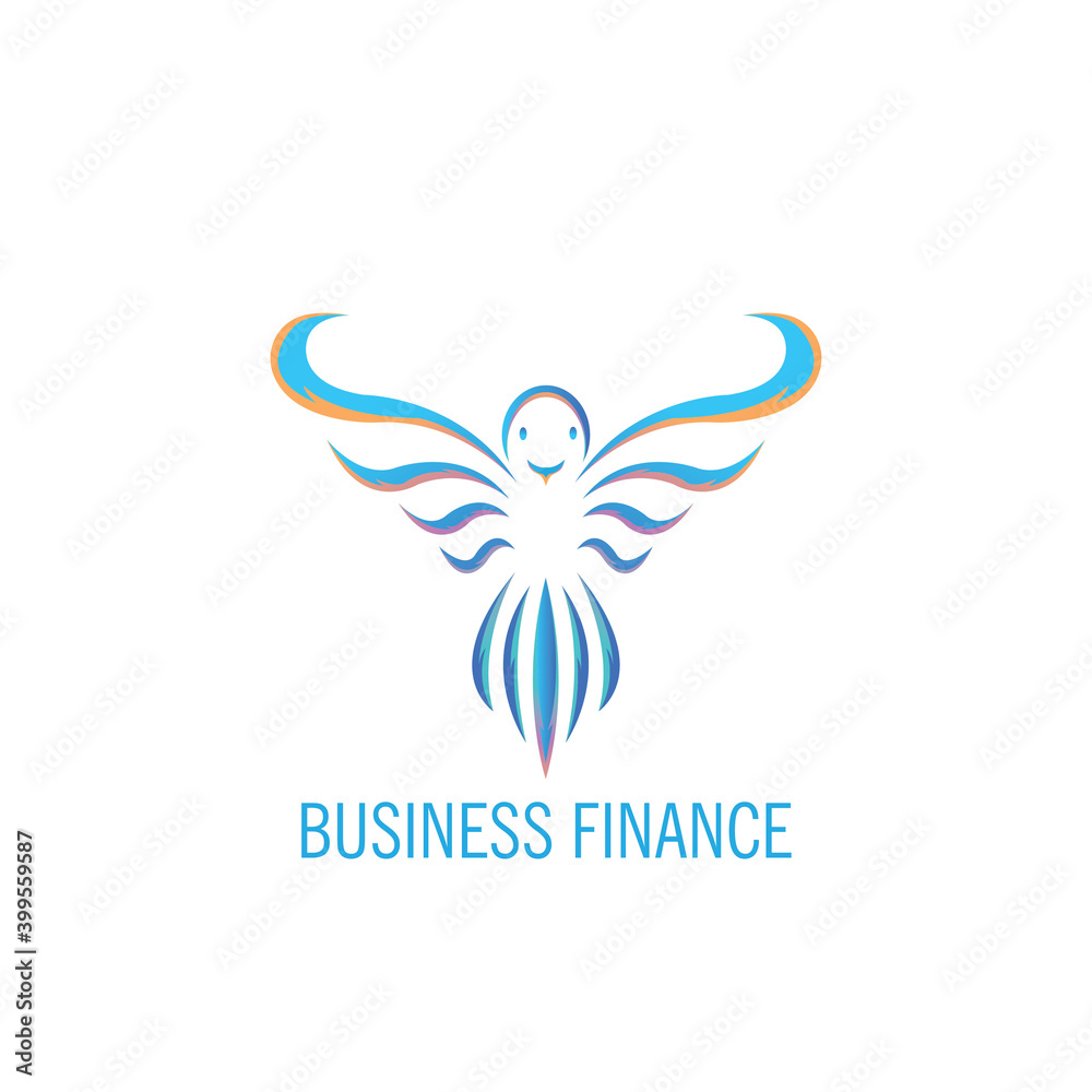 financial business logo  illustration of bird  color design  vector