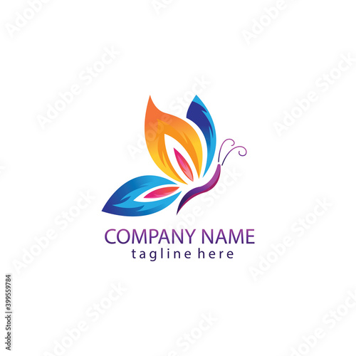Butterfly logo company symbol illustration colorful design template vector