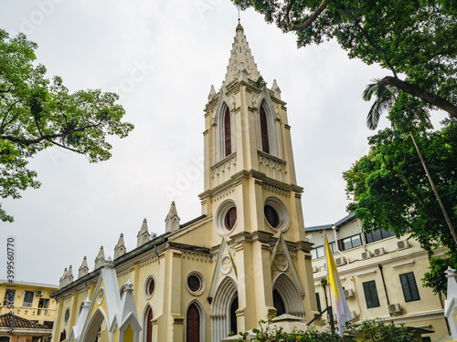 Guangzhou/china-25 Aug 2019:Shamian church of our lady of Lounders on shamian island in  Guangzhou city beside the pearl river.Shamian is a sandbank island in the Liwan District of Guangzhou
