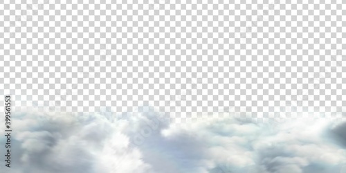Vector realistic isolated cloud sky for template decoration and covering on the transparent background. Concept of storm and cloudscape.