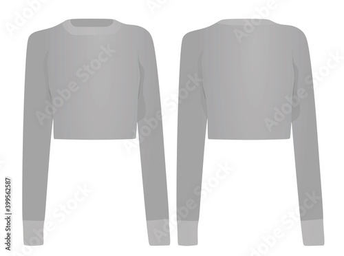 Women gray crop sweater. vector illustration