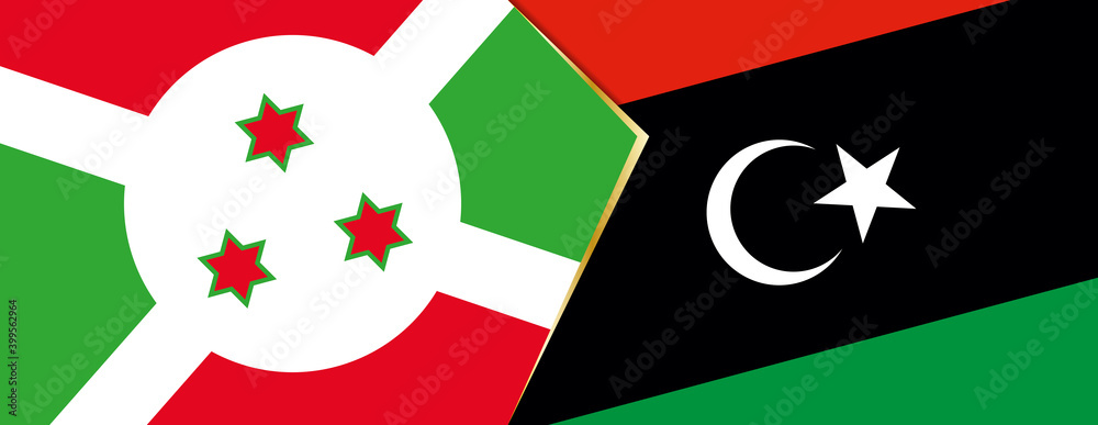 Burundi and Libya flags, two vector flags. Burundi and Libya flags, two vector flags.