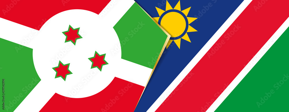 Burundi and Namibia flags, two vector flags. Burundi and Namibia flags, two vector flags.