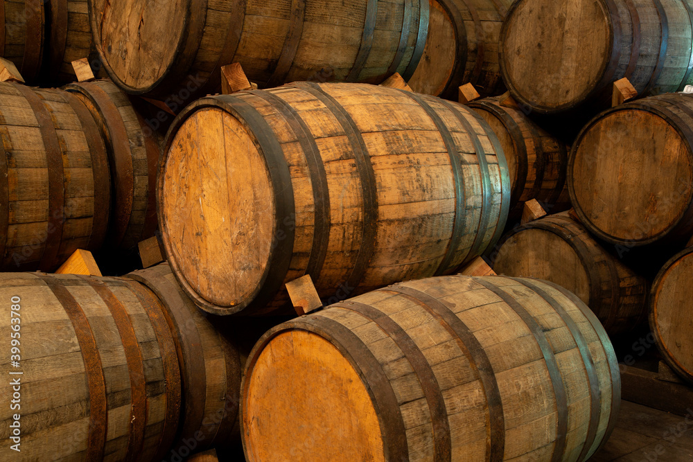 Wine barrels on old cellar Wine barrels on old cellar