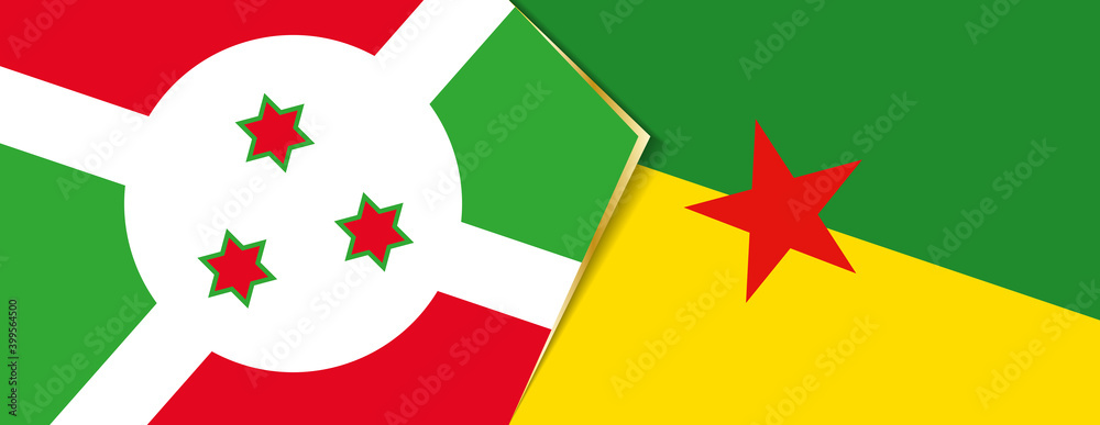 Burundi and French Guiana flags, two vector flags. Burundi and French Guiana flags, two vector flags.