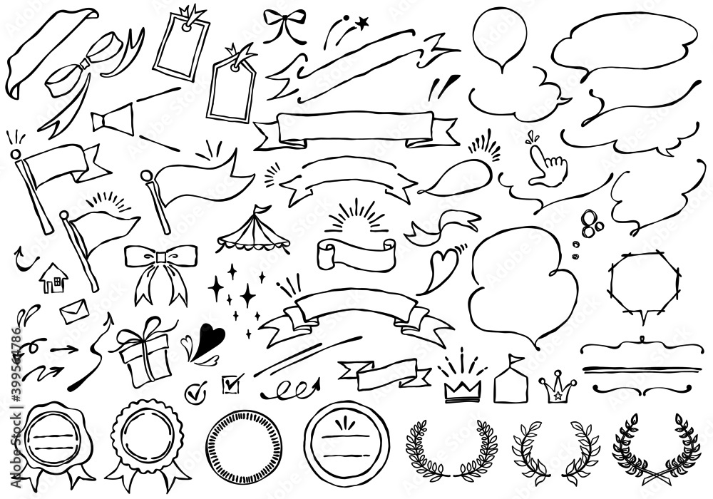 手書きリボン　アイコン　吹き出し
