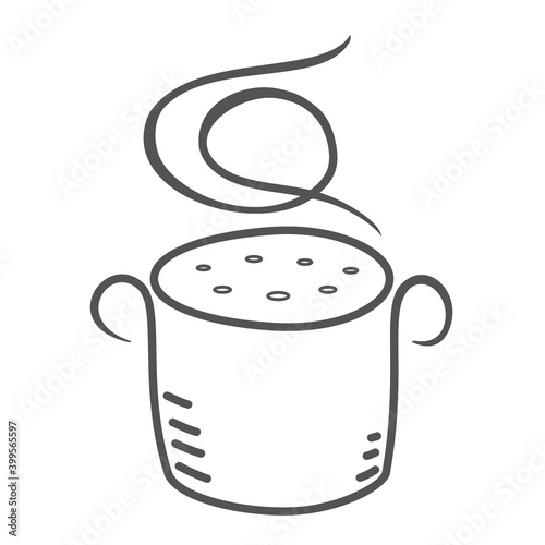 A picture depicting a boiling pot with steam