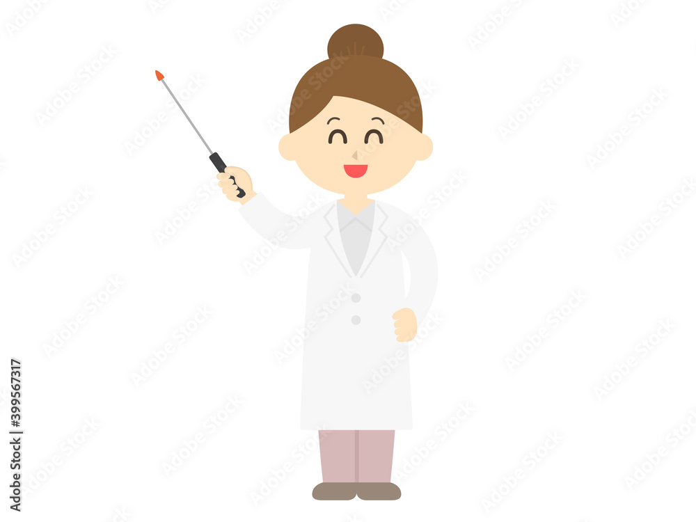 指し棒で解説する女性医師のイラスト