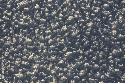 Frozen ice crystals on the ground (macro)  © Sergei