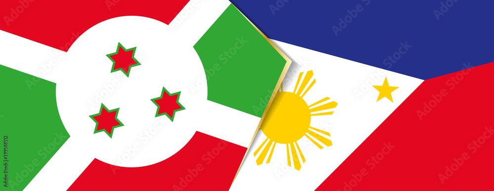 Burundi and Philippines flags, two vector flags. Burundi and Philippines flags, two vector flags.