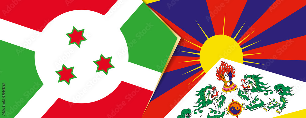 Burundi and Tibet flags, two vector flags. Burundi and Tibet flags, two vector flags.