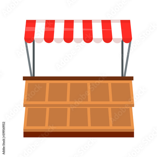Vegetable market. Empty market. White background. Hand drawing in the style of flat. Vector illustration.