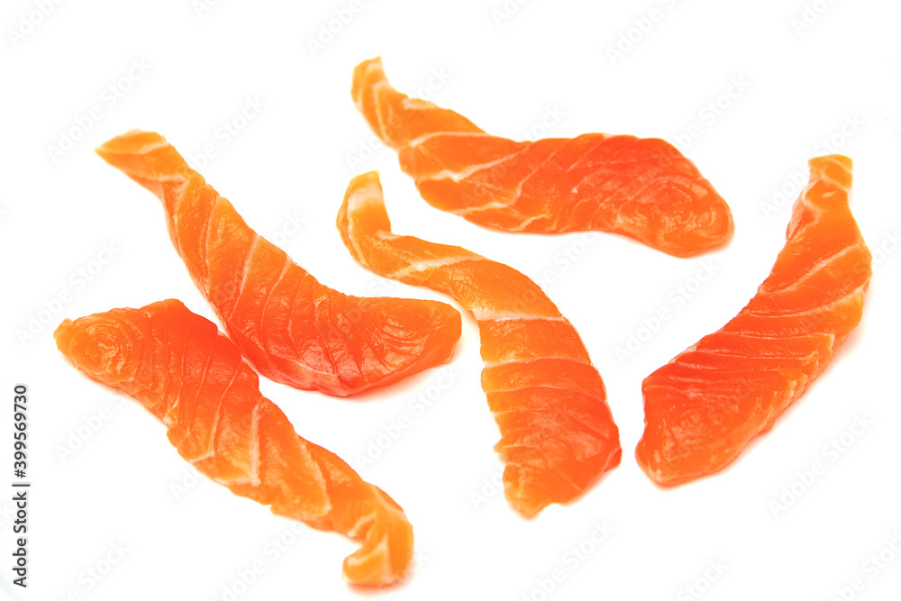 Fresh salmon fillet piece on isolated white background. Fresh salmon fillet piece on isolated white background.