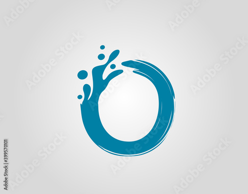 Water Splash Initial O Letter Logo Icon, Blue water alphabet icon.