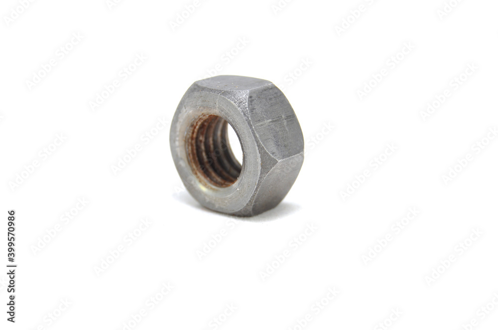 Nuts and bolts on white background close-up Nuts and bolts on white background close-up