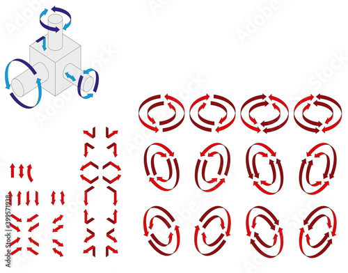 Pfeile isometrisch, Set, editierbar