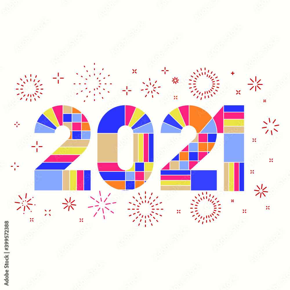 New Year 2021. Happy new year 2021 vector. Number 2021 in the modern concept. 2021 Text. Number 2021 colorful. The year 2021 design vector in white Background