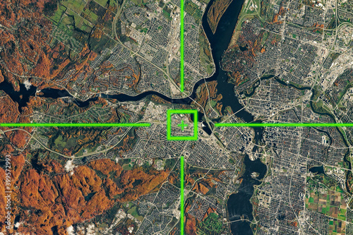 Принти на полотні view from satellite on the earth surface, geolocation, gps coordinates