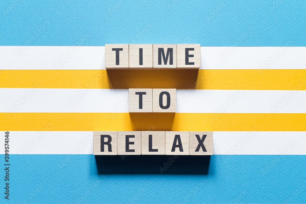 Time to relax word concept on cubes
