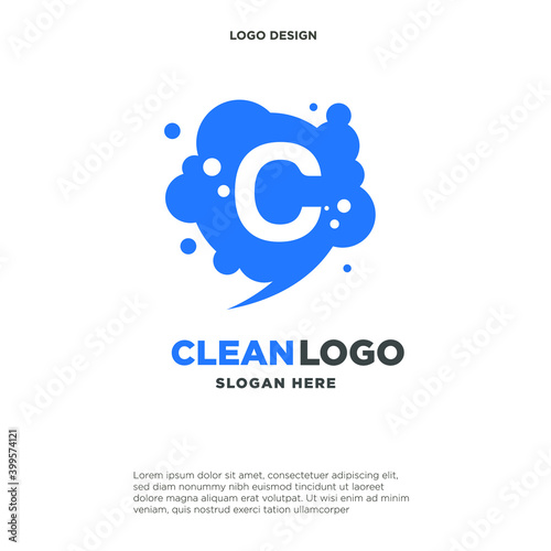 Creative Bubble Smooth Rectangle with Dots Initial C Letter Logo Design
