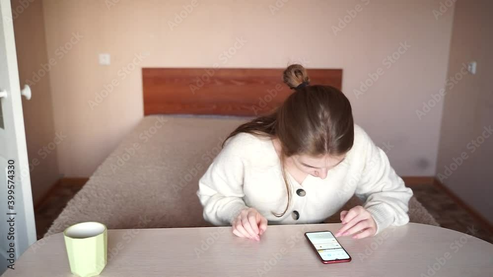 socially addicted girl sitting in a mobile phone