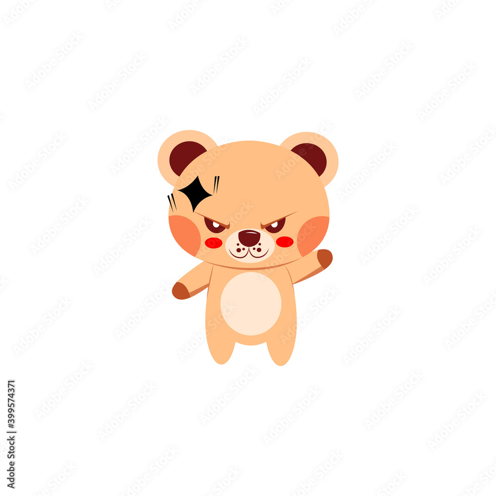 Naklejka premium Isolated angry bear cartoon on a white background. Vector illustration