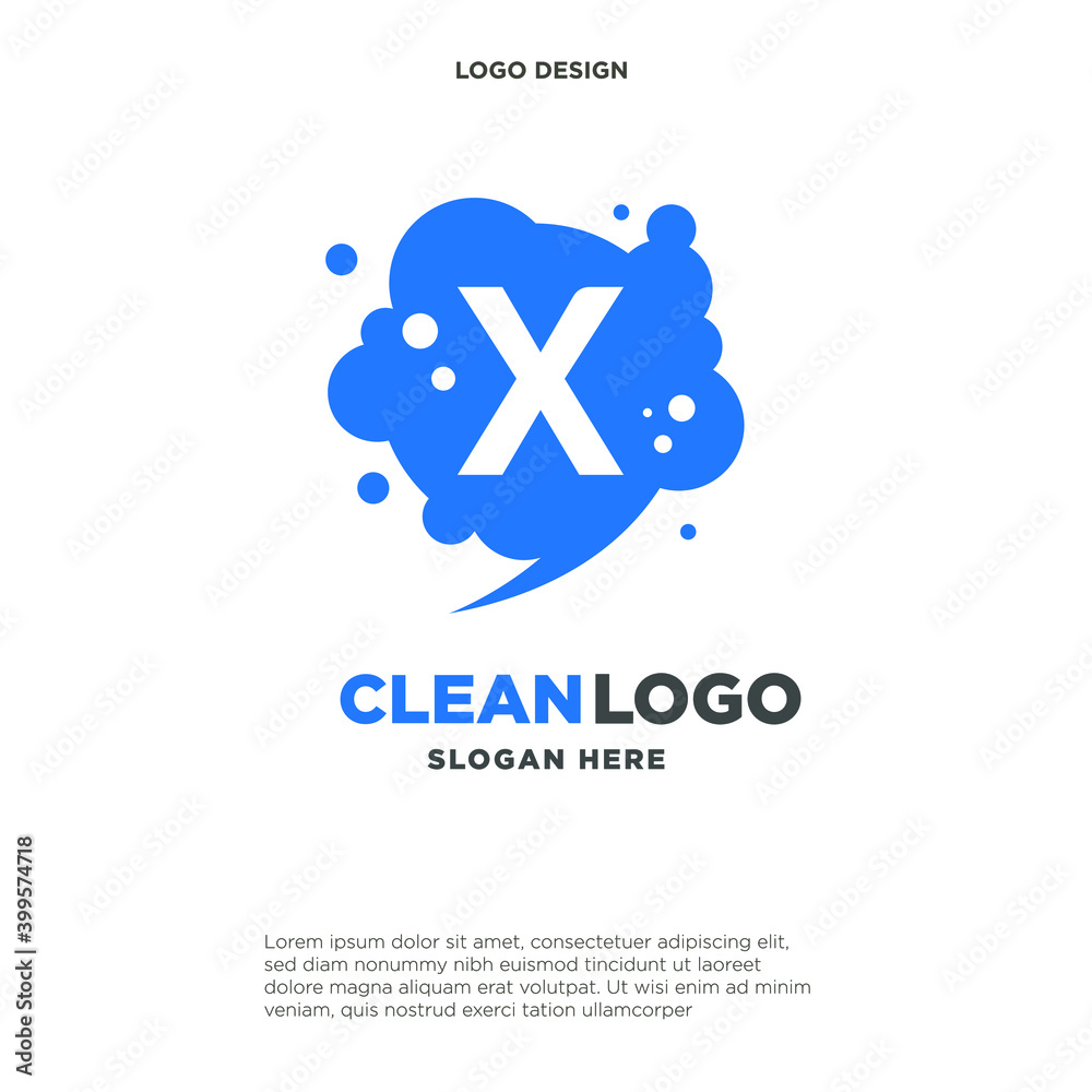 Obraz premium Creative Bubble Smooth Rectangle with Dots Initial X Letter Logo Design