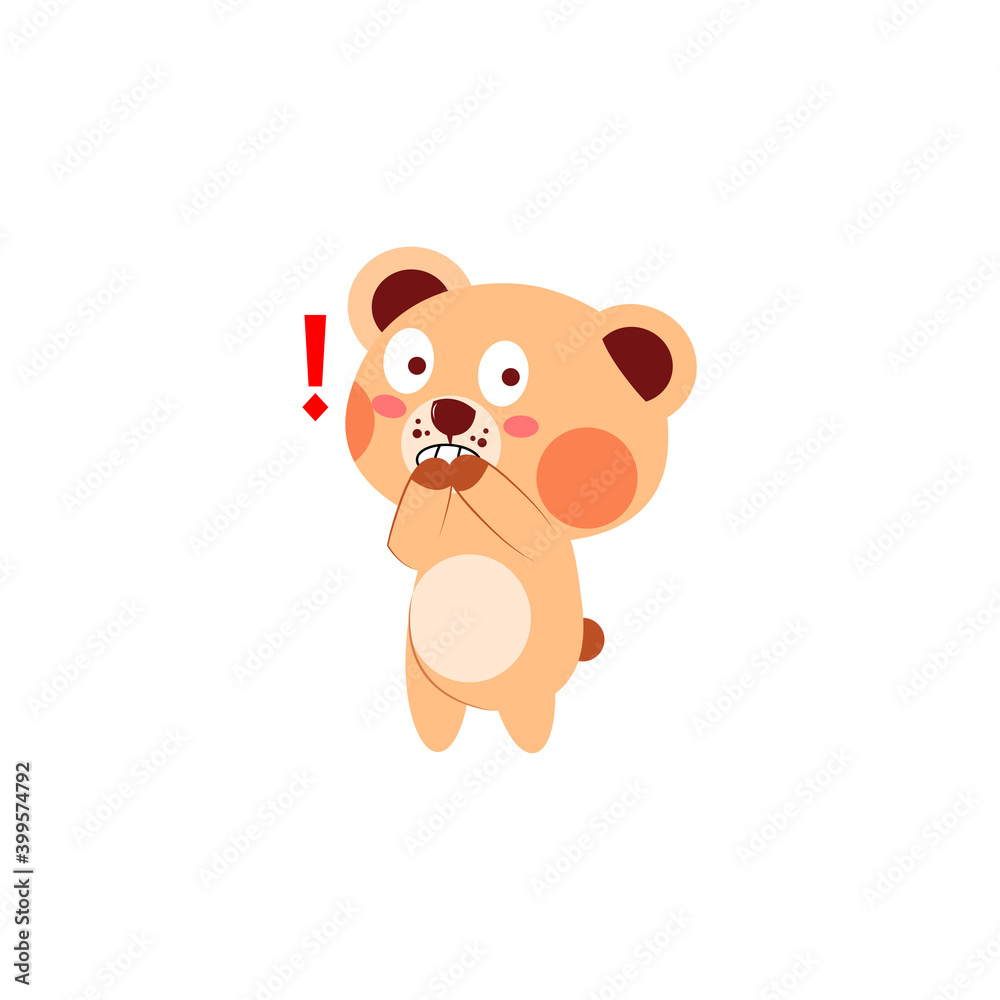 Obraz premium Isolated shocked bear cartoon. Kawaii style. Vector illustration