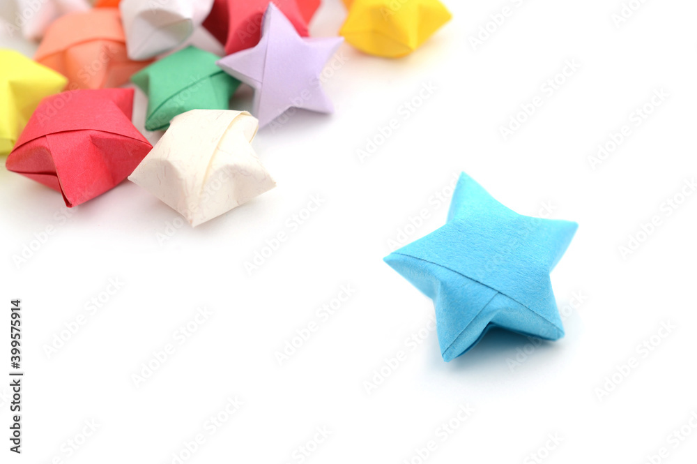 Obraz premium blue origami star on white
