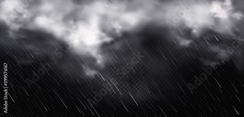 Tablou canvas White clouds, rain and fog in sky