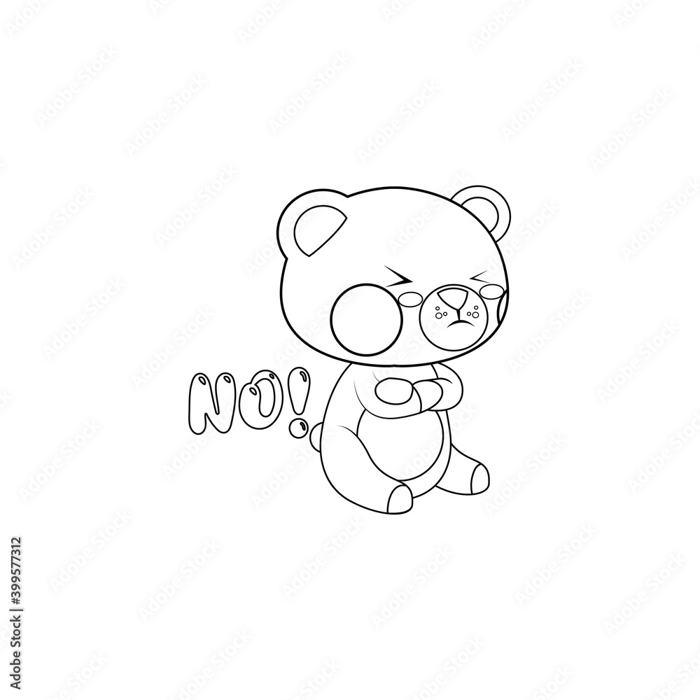 Isolated angry bear cartoon. Kawaii style. Vector illustration