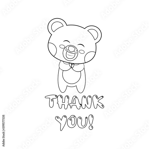 Isolated happy bear cartoon saying thank you. Vector illustration