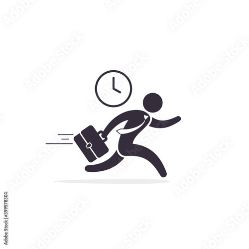 Running businessman Haste icon Vector. Time management concept. Illustration businessman hurrying