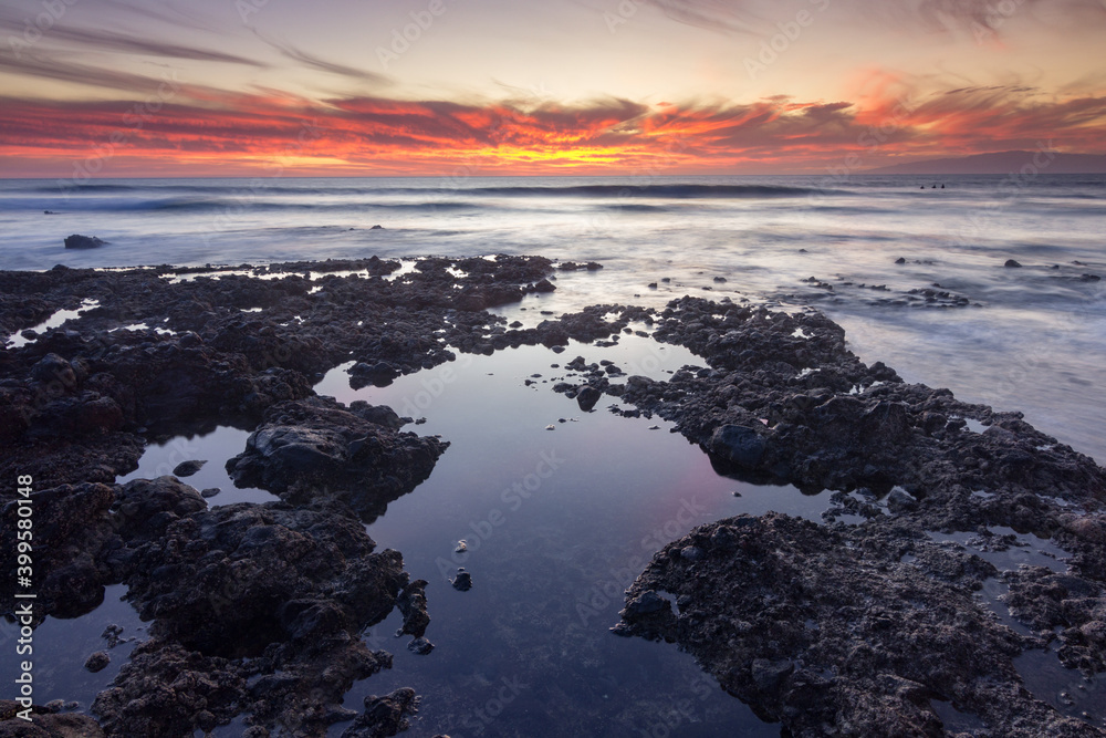 Sunset in Playa de las Americas in the south of Tenerife (Spain) Sunset in Playa de las Americas in the south of Tenerife (Spain)