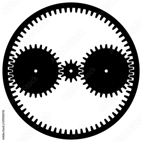 Epicyclic gearing. Vector illustration isolated on white background.