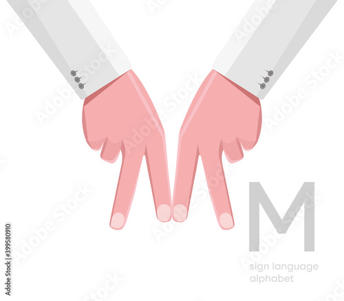 The letter 'M. Turkish handicapped hand alphabet letter M. Disabled hand. Hand tongue. Learning the alphabet, non-verbal deaf-dumb communication, expression gestures vector.