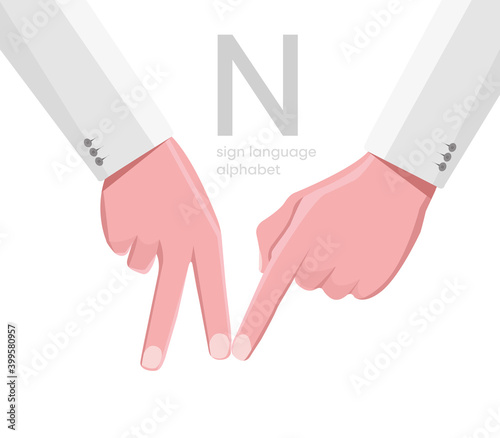 The letter 'N. Turkish handicapped hand alphabet letter N. Disabled hand. Hand tongue. Learning the alphabet, non-verbal deaf-dumb communication, expression gestures vector.