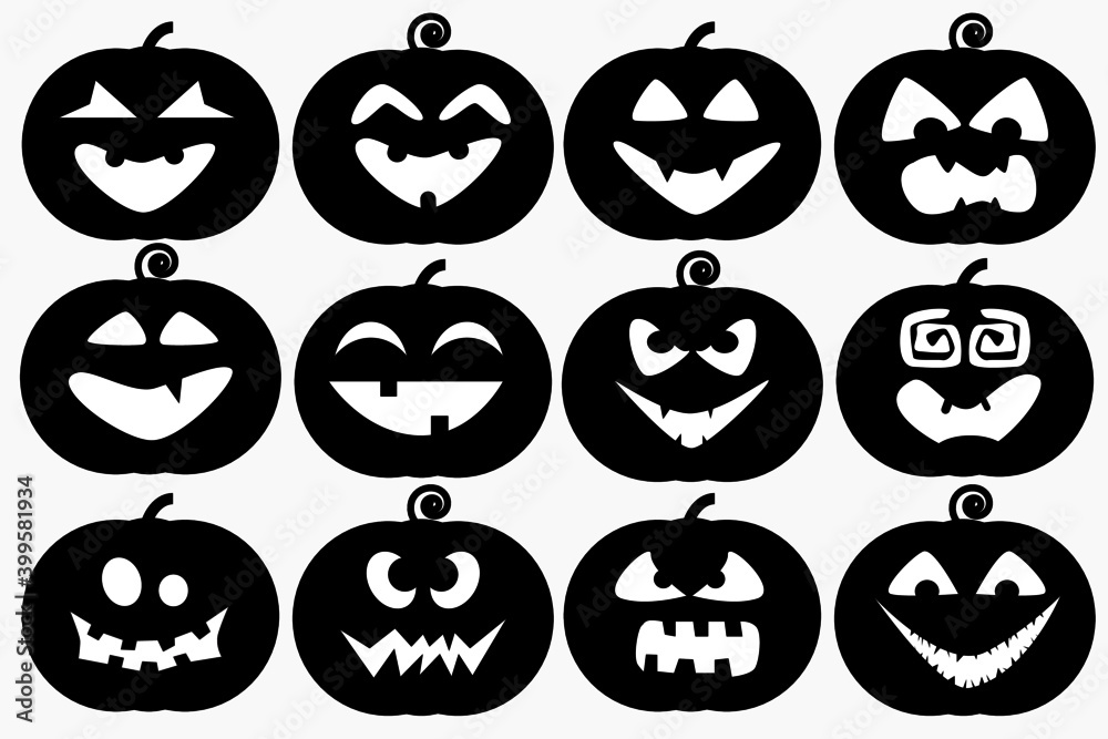 Obraz premium Halloween pumpkins silhouette,vector