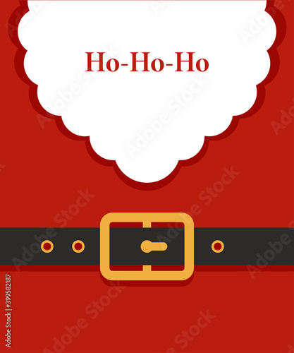 Vector concept of New Year holiday card. Santa Claus belt and beard on which you can write your congratulatory inscription. Merry Christmas and a Happy New Year.