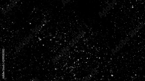 Winter Background with Falling Snow Isolated on Black Background