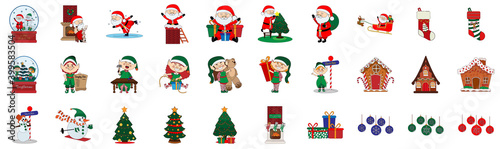 Set of christmas icons and cartoons. Vector illustration © illustratiostock