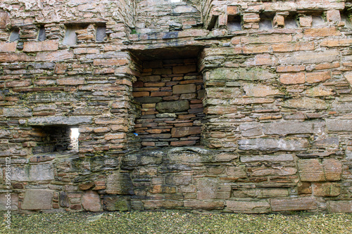 old brick wall with ledge