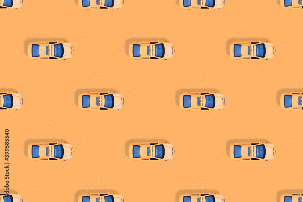 Taxi car top view. Seamless pattern on the theme of taxi. Taxi car top view. Seamless pattern on the theme of taxi.