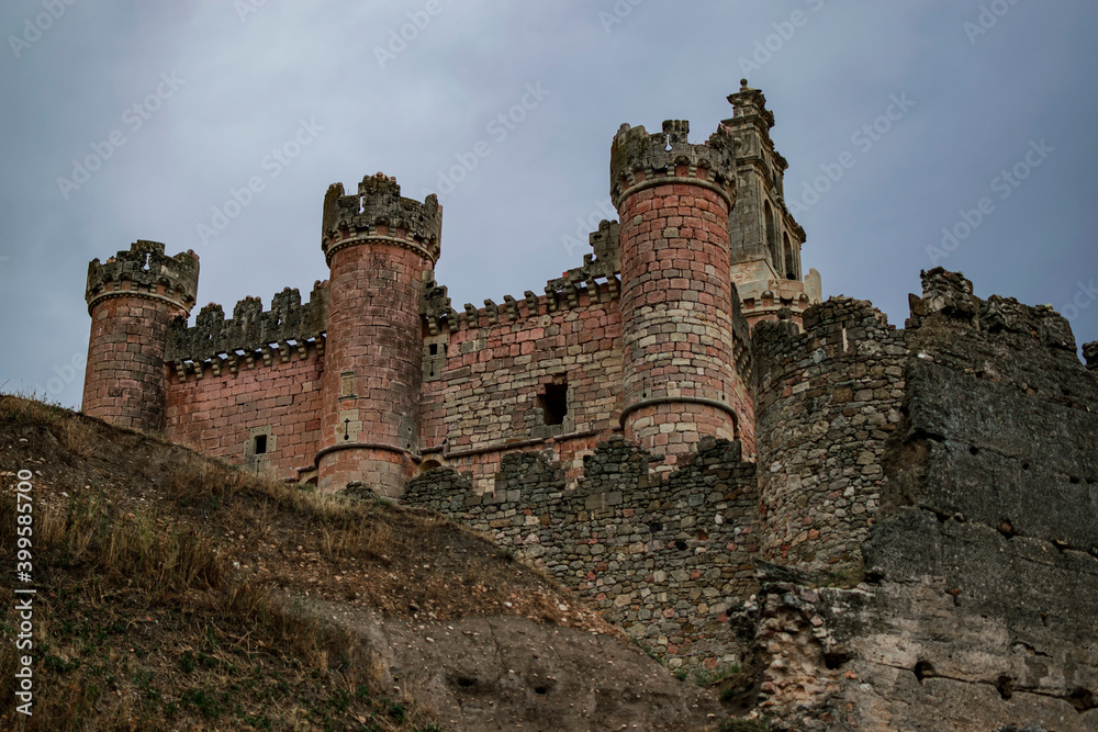 View of the ruins of the Castle of Turégano inside which there is a church. Photograph taken in Turegano, Segovia, Spain.